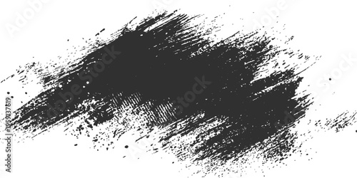 Abstract black brush stroke pattern, capturing raw artistic expression in a minimalist fashion. A high-angle view showcases dynamic textures, with a focus on simplicity. 