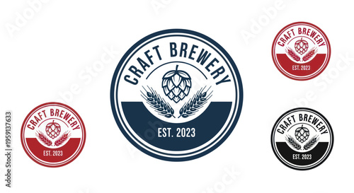 Craft Brewery Logo Design with Hops and Wheat, Established Date