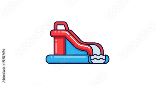 Inflatable Water Slide with Pool - Summer Fun Activity Icon