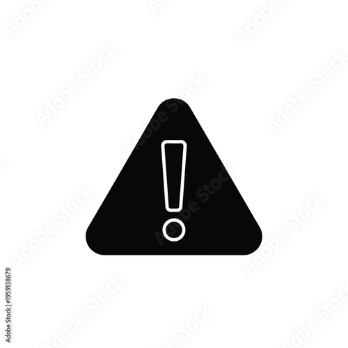Black triangular warning sign with white exclamation mark