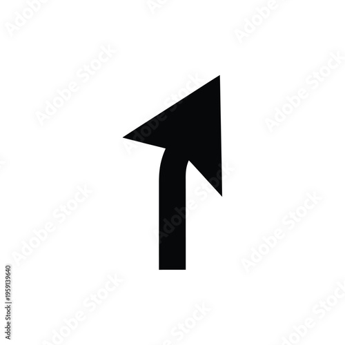 Black upward arrow with slight curve to the right