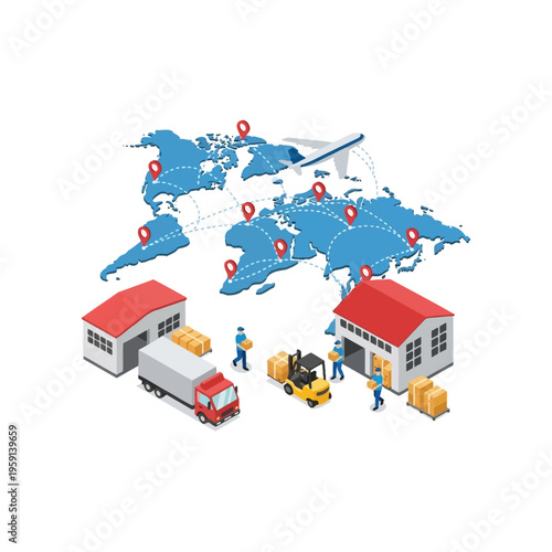 Wallpaper Mural Global Logistics and Supply Chain Network with Warehouses and Transport. Torontodigital.ca