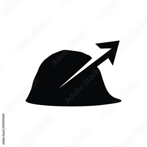 Black helmet with white arrow pointing upward