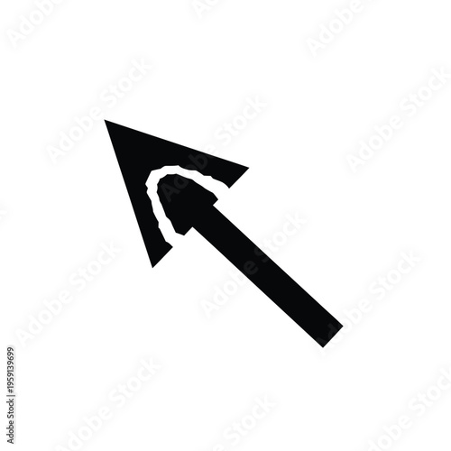 Black arrow pointing upwards with curved underside