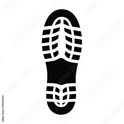 Black and white shoe sole print footprint