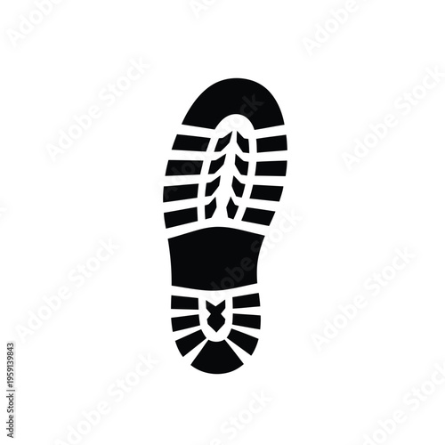 Black and white shoe sole print footstep