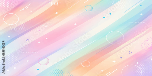 A bright geometric backdrop featuring a seamless rainbow spectrum of colorful waves and vector lines creates a vibrant abstract wallpaper design with a light texture for an artistic banner decoration