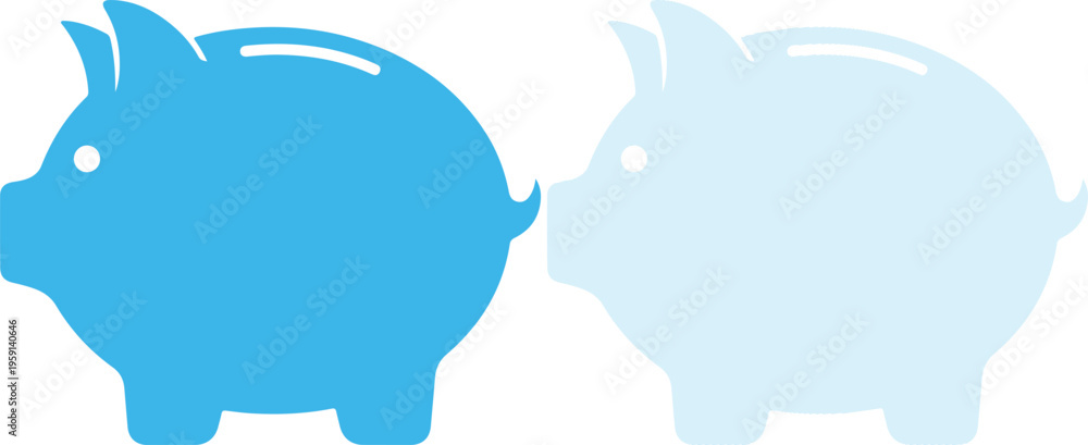 Fototapeta premium Blue line set single icon piggy bank savings concept