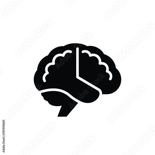 Black and white silhouette of a human brain anatomy