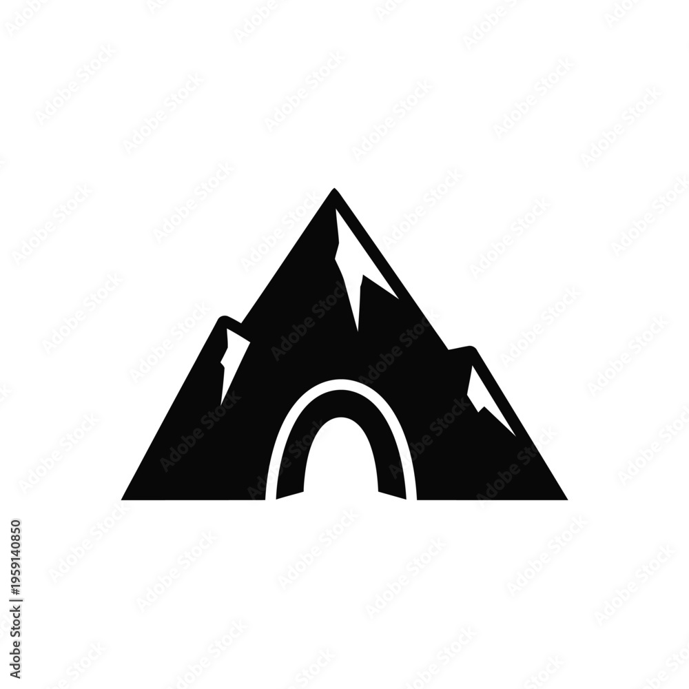 Fototapeta premium Black and white with stylized mountain and arch shape