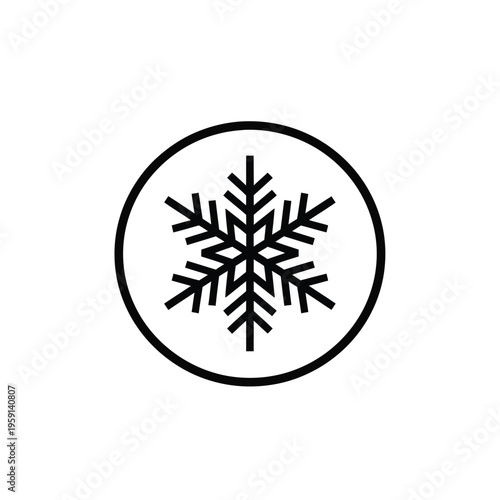 Black circle with white snowflake winter