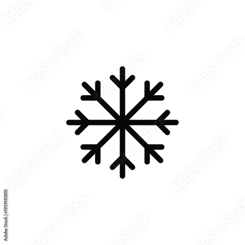 Black snowflake on white background symbol winter
