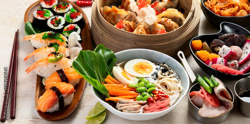 Tablou pe pânză Asian style banquet or buffet.