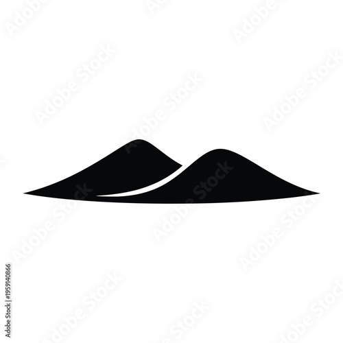 Black silhouette of two smooth rounded hills on a white background