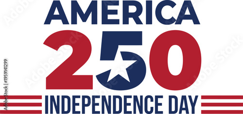 America 250 independence day logo on white background