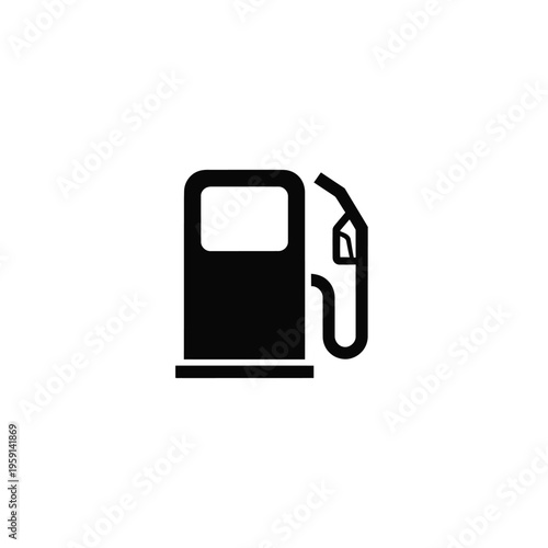 Black and white gas pump with nozzle attached