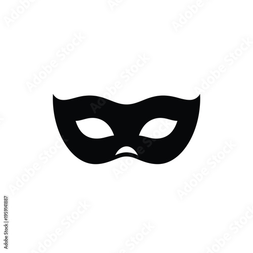 Black mask silhouette with eye holes isolated on white background