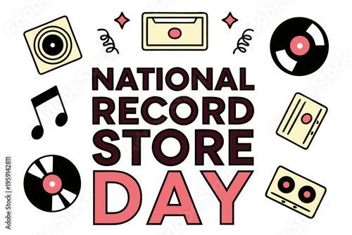 NATIONAL RECORD STORE DAY vector illustration isolated on white background