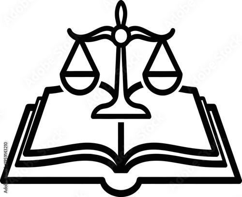 Law and justice symbol with scales and open book