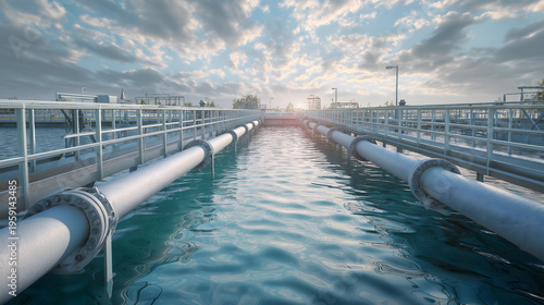 Water Treatment Facility with Large Pipelines and Clean Water Infrastructure