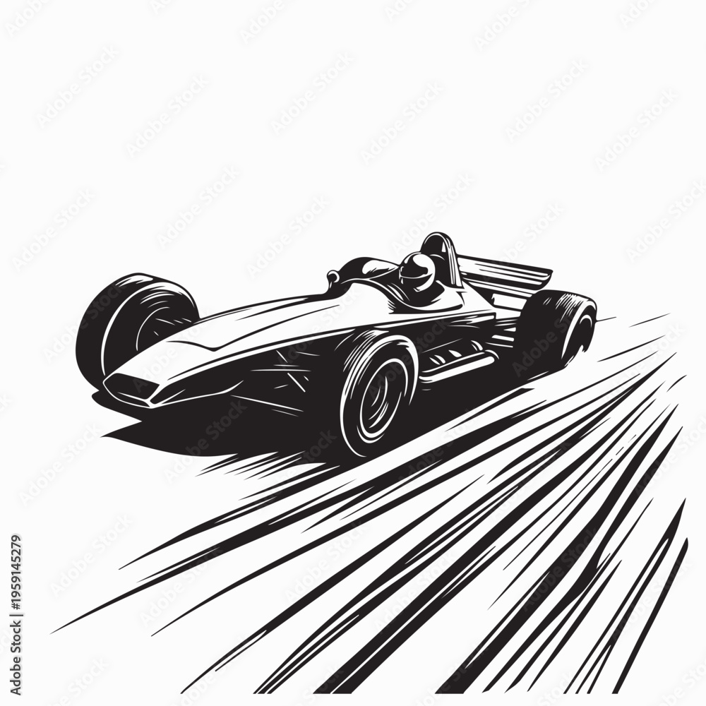 Fototapeta premium Retro Formula Racing Car Fast Speed Silhouette Design Vector