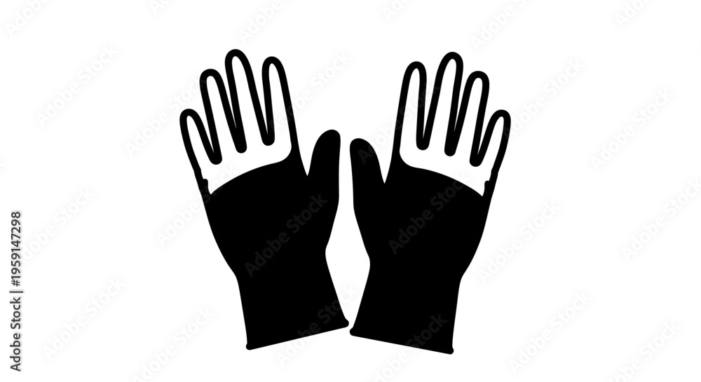Obraz premium Black silhouette of two hands raised up in surrender or celebration on white background