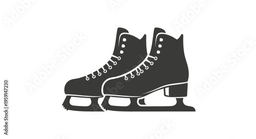 Black ice skates with white laces on a plain background ready for action