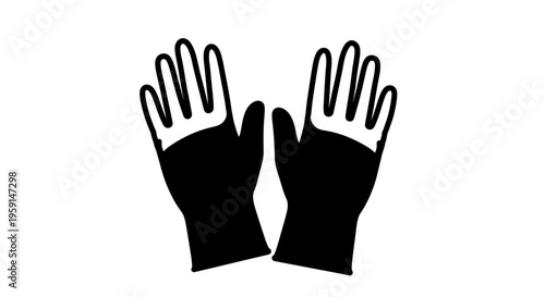Black silhouette of two hands raised up in surrender or celebration on white background
