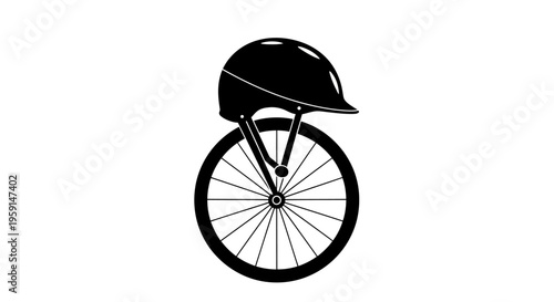 Black bicycle helmet on a wheel safety gear cycling accessory bike protection