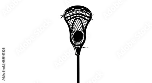 Lacrosse stick with ball in net on white background sports equipment for game play