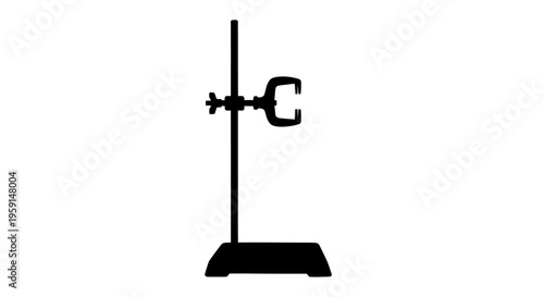 Laboratory equipment metal stand with clamp science tool chemistry apparatus black silhouette educational device lab clamp adjustable holder experimental setup scientific