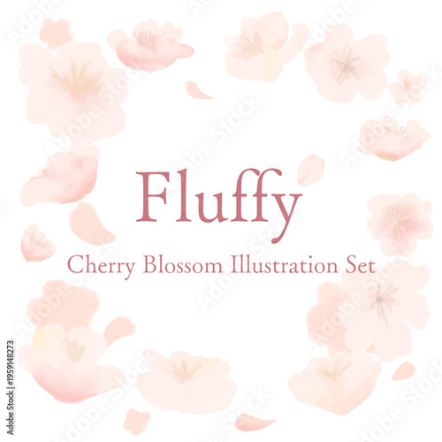ふわふわ桜の花びらイラストセット / Fluffy Cherry Blossom Illustration Set