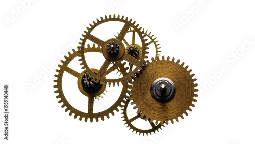 Konstfotografi Antique brass clockwork gears intricately detailed with tiny screws and rivets,