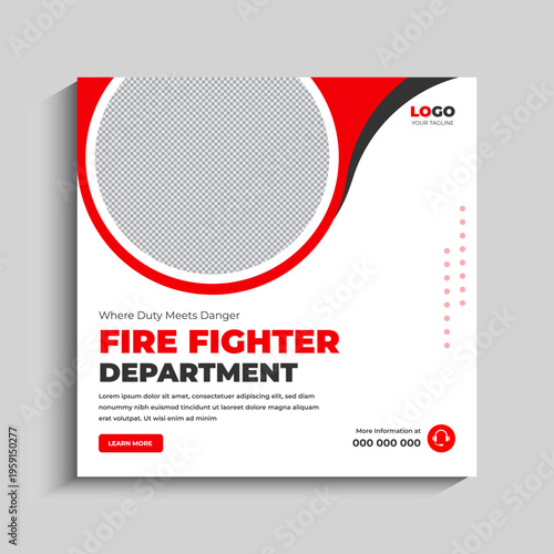 Fire Fighter Social Media Instagram Post Banner Template