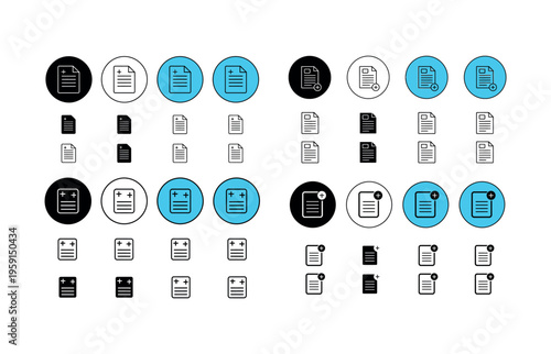 Document And File Icons With Plus Signs vector illustration