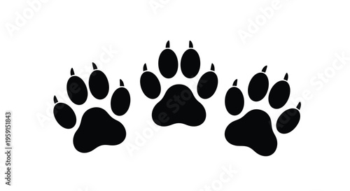 Three black paw prints arranged in a simple horizontal pattern