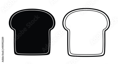 A pair of bread slices one filled and one outlined in black