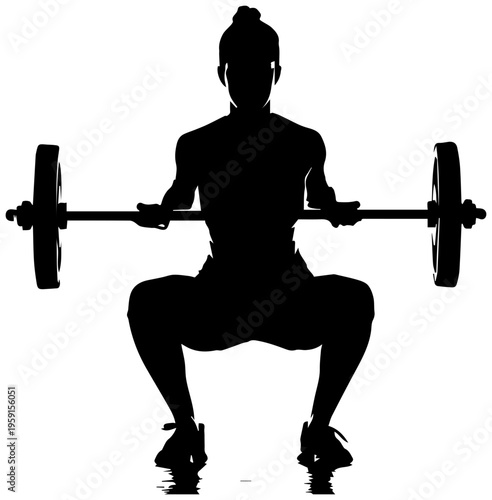 Person doing deadlifts with barbell at thighs strong workout silhouette fitness motivation exercise routine weightlifting squat position athletic training strength and conditioning