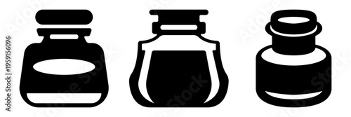 Minimal ink bottle silhouette vector illustration set