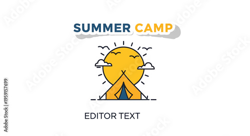 Summer camp, outdoor adventure, vector icon, illustration