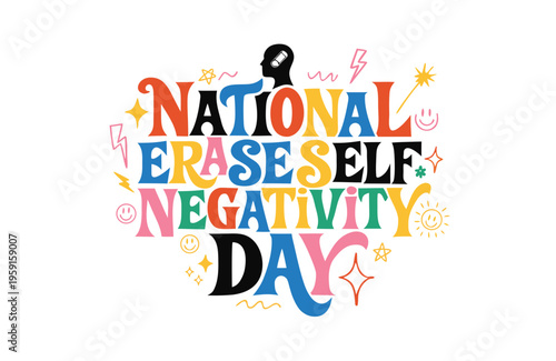 Woman Removing Negative Thoughts Silhouette Vector, Mental Health Awareness Graphic