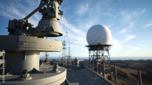 Strategic missile early warning system radar installation positioned across remote coastal surveillance infrastructure designed for early detection of ballistic missile activity.