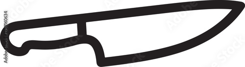 Black kitchen knife icon, cooking utensil, chef tool, vector cutlery