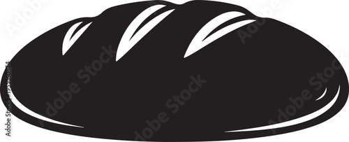 Black bread, loaf icon, vector illustration, bakery food