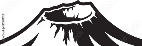 Black mountain peak, vector mountain silhouette, summit icon, landscape element