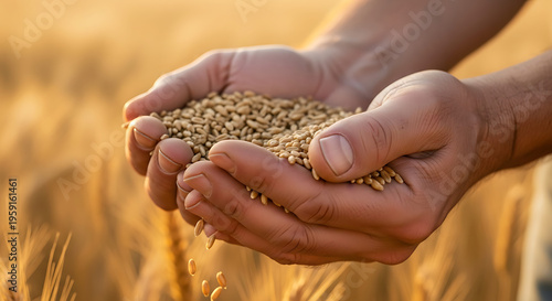 Wallpaper Mural Farmer's Hands Holding Fresh Golden Grain Close-up | Authentic Agriculture and Harvest Symbolizing Hard Work and Abundance Torontodigital.ca