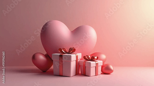 Valentine's Day gifts, pink presents, heart decorations, romantic symbols, love tokens