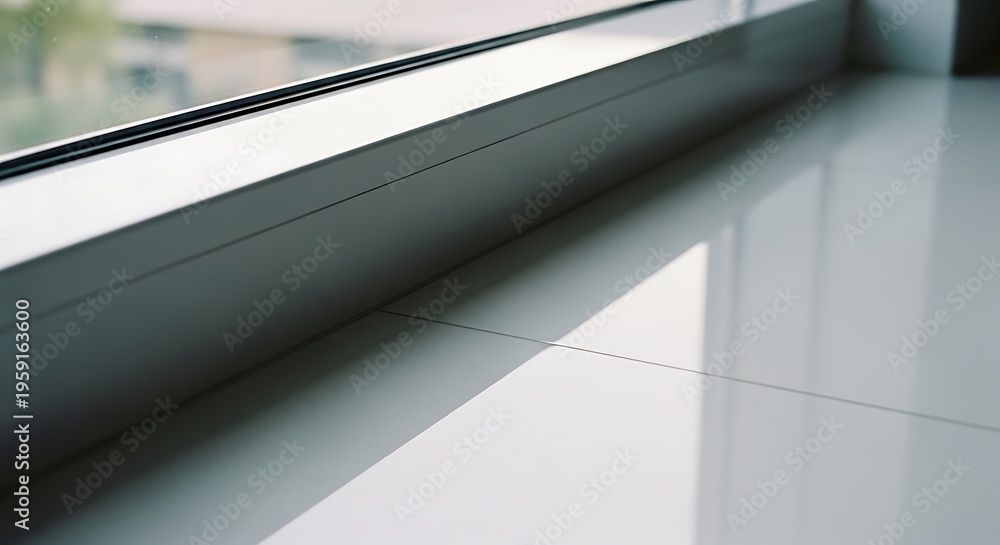 Fototapeta premium Minimalist Interior Window Sill with Sunlight and Shadow