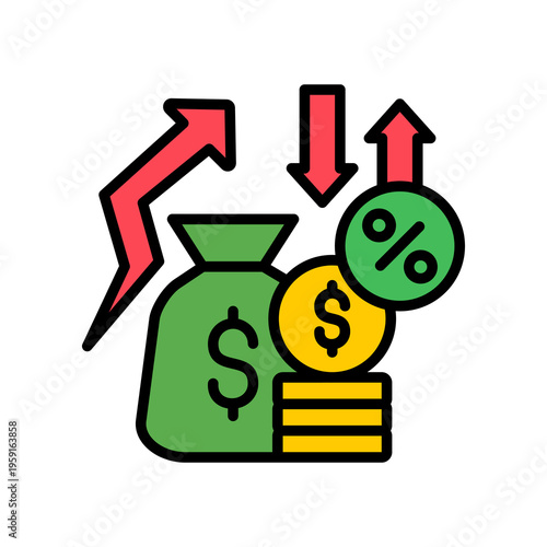 Interest Rate lineal color icon