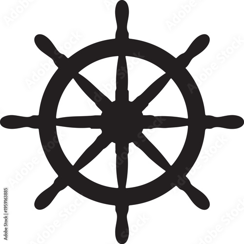 Ship wheel, steering wheel, nautical icon, vector helm